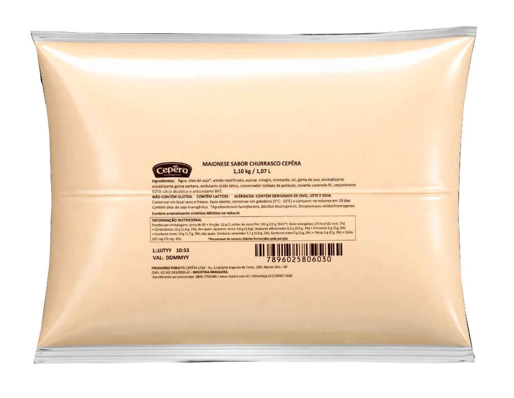 MAIONESE SABOR CHURRASCO CEPÊRA 1,1 KG (CX 6 BAG)